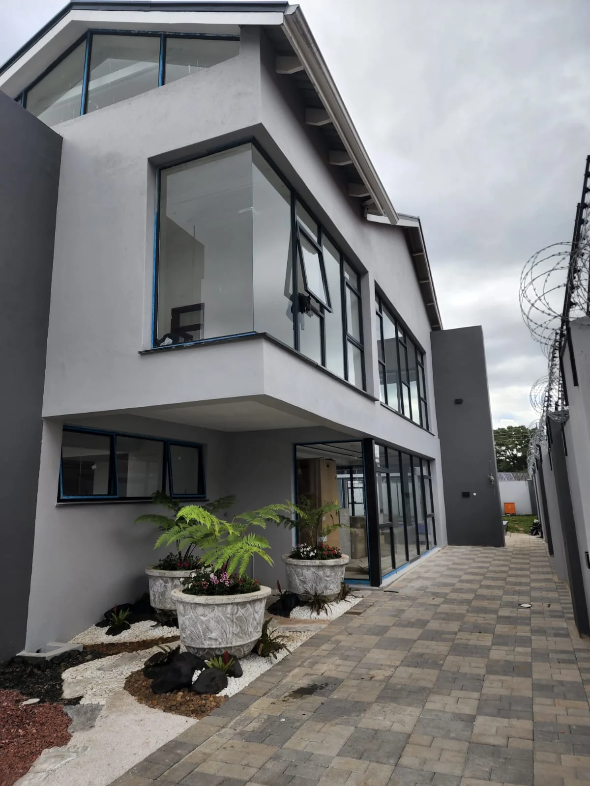 Modern building demonstrating integrated architectural systems