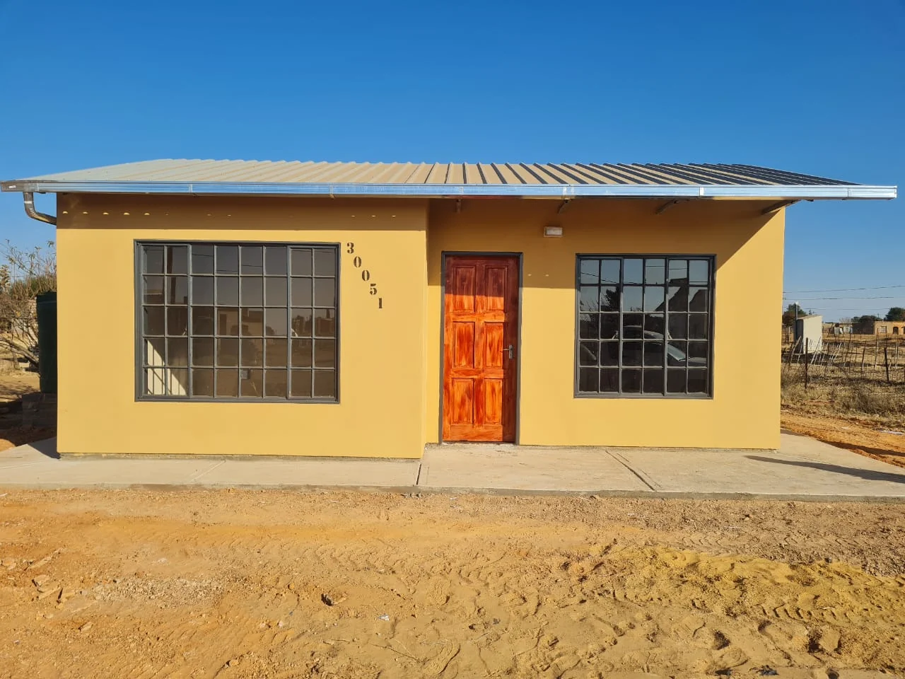 Completed brown housing unit
