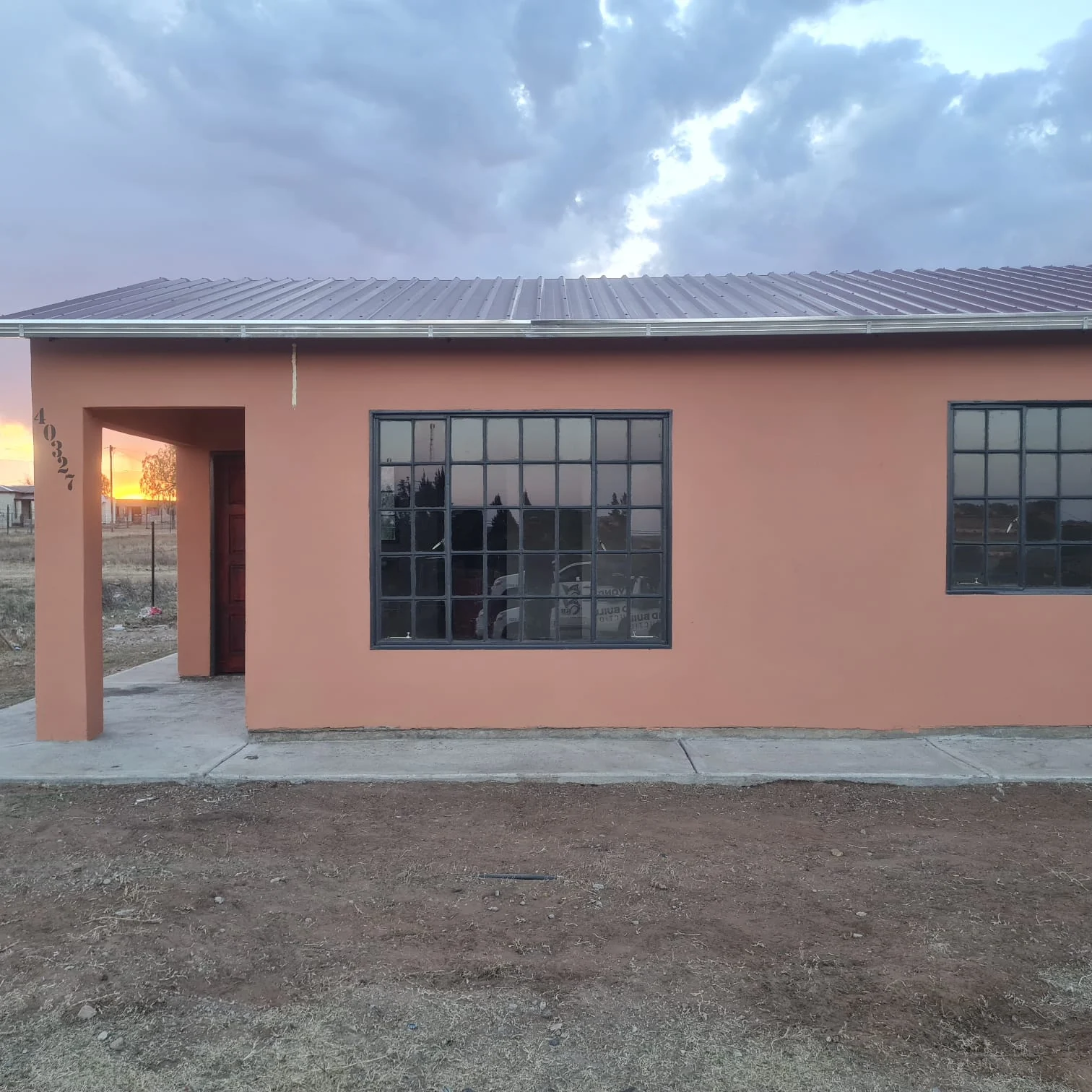 Completed peach housing unit
